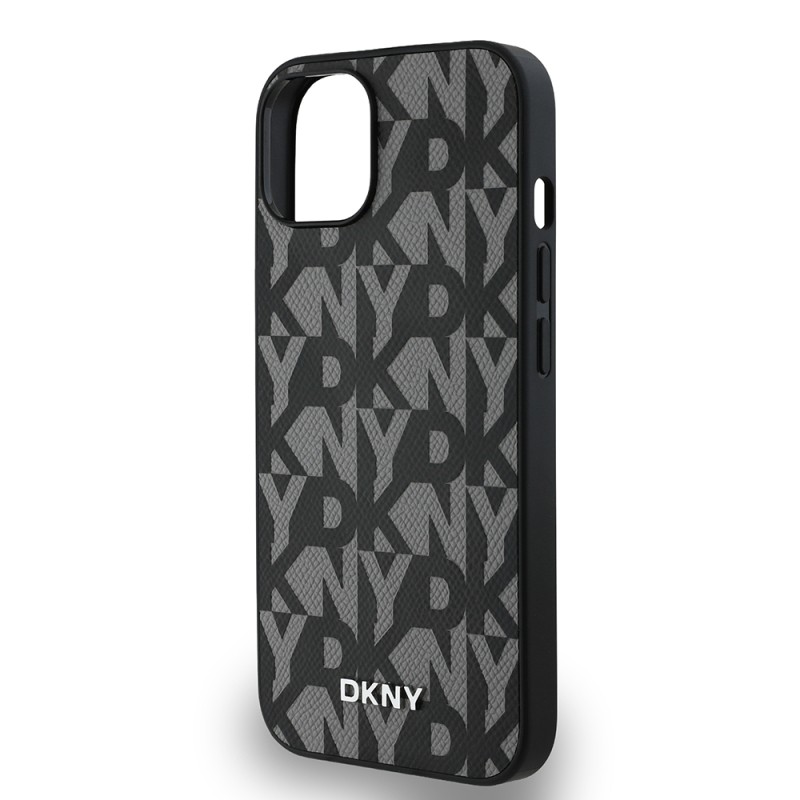 Apple iPhone 15 Case DKNY Original Licensed Magsafe Charging Feature 3D Written Grid Pattern Cover - 8