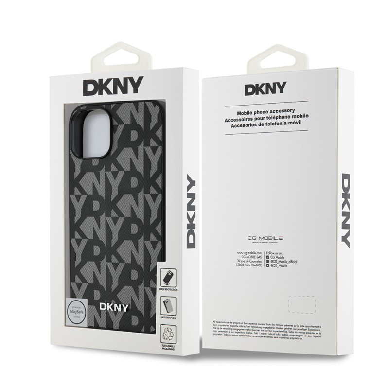 Apple iPhone 15 Case DKNY Original Licensed Magsafe Charging Feature 3D Written Grid Pattern Cover - 10