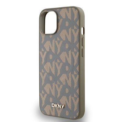 Apple iPhone 15 Case DKNY Original Licensed Magsafe Charging Feature 3D Written Grid Pattern Cover - 15