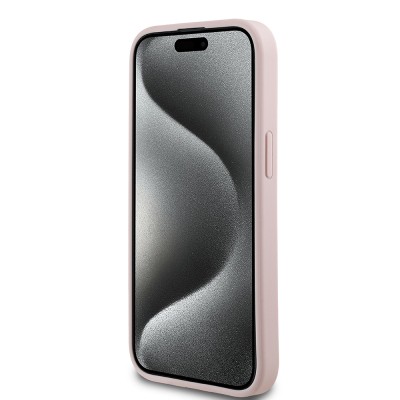Apple iPhone 15 Case Guess Original Licensed M-safe Charging Feature Hot Printed Triangle Logo PU Leather Peony Cover - 22