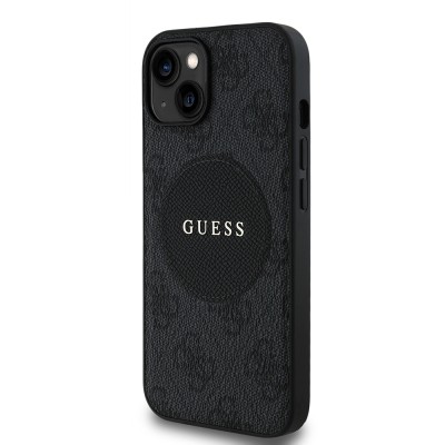 Apple iPhone 15 Case Guess Original Licensed M-safe Charging Feature Text Logo Circle Classic Cover - 5