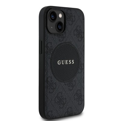 Apple iPhone 15 Case Guess Original Licensed M-safe Charging Feature Text Logo Circle Classic Cover - 7