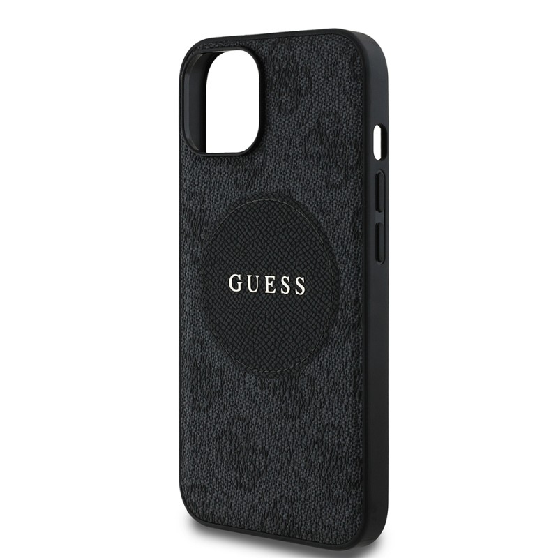 Apple iPhone 15 Case Guess Original Licensed M-safe Charging Feature Text Logo Circle Classic Cover - 9