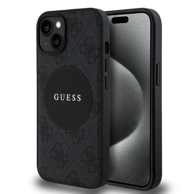 Apple iPhone 15 Case Guess Original Licensed M-safe Charging Feature Text Logo Circle Classic Cover - 2
