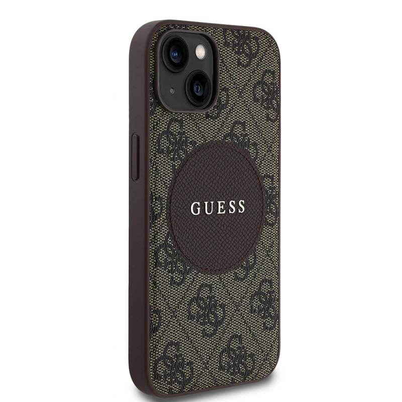 Apple iPhone 15 Case Guess Original Licensed M-safe Charging Feature Text Logo Circle Classic Cover - 14
