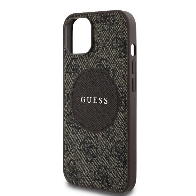 Apple iPhone 15 Case Guess Original Licensed M-safe Charging Feature Text Logo Circle Classic Cover - 16
