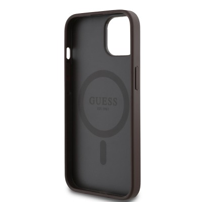 Apple iPhone 15 Case Guess Original Licensed M-safe Charging Feature Text Logo Circle Classic Cover - 17
