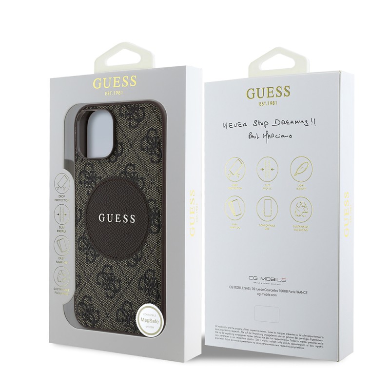 Apple iPhone 15 Case Guess Original Licensed M-safe Charging Feature Text Logo Circle Classic Cover - 18