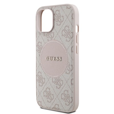 Apple iPhone 15 Case Guess Original Licensed M-safe Charging Feature Text Logo Circle Classic Cover - 23