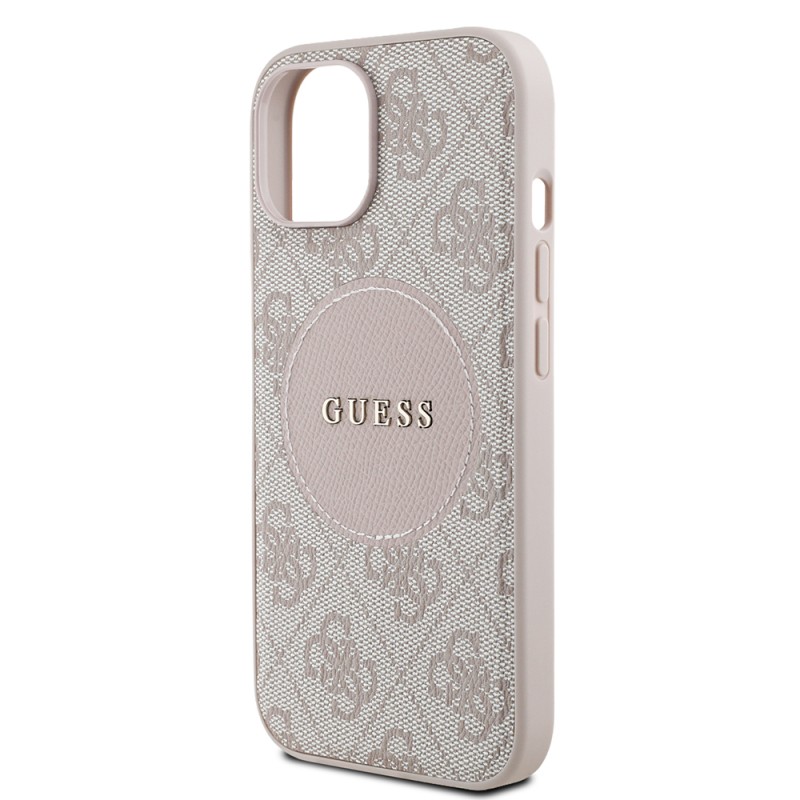 Apple iPhone 15 Case Guess Original Licensed M-safe Charging Feature Text Logo Circle Classic Cover - 23