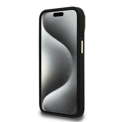 Apple iPhone 15 Case Guess Original Licensed PU Leather Stone Triangle Logo 4G Patterned Camera Stand Cover - 8