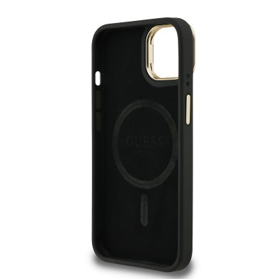 Apple iPhone 15 Case Guess Original Licensed PU Leather Stone Triangle Logo 4G Patterned Camera Stand Cover - 10