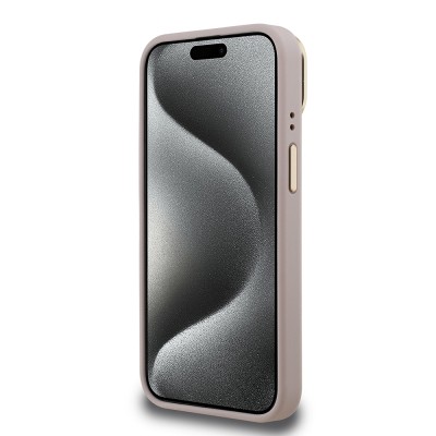 Apple iPhone 15 Case Guess Original Licensed PU Leather Stone Triangle Logo 4G Patterned Camera Stand Cover - 15