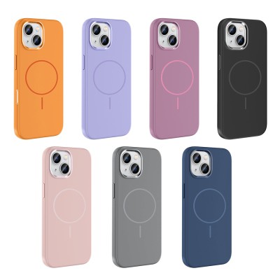 Apple iPhone 15 Case M-Safe Charging Enabled Metal Camera Frame Zore Edi Silicone Cover - 21