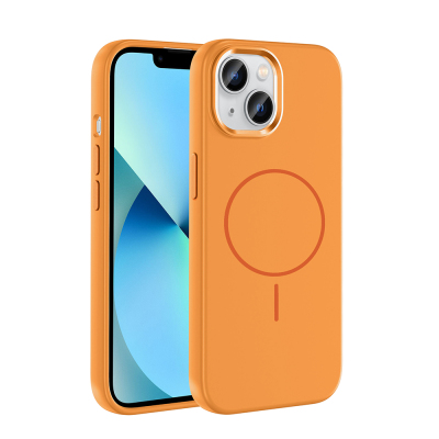 Apple iPhone 15 Case M-Safe Charging Enabled Metal Camera Frame Zore Edi Silicone Cover - Zore