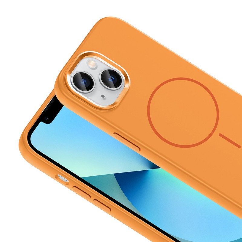 Apple iPhone 15 Case M-Safe Charging Enabled Metal Camera Frame Zore Edi Silicone Cover - 16