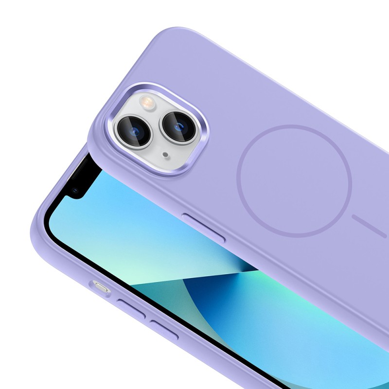 Apple iPhone 15 Case M-Safe Charging Enabled Metal Camera Frame Zore Edi Silicone Cover - 17