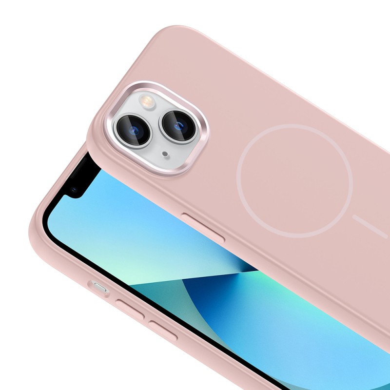 Apple iPhone 15 Case M-Safe Charging Enabled Metal Camera Frame Zore Edi Silicone Cover - 18