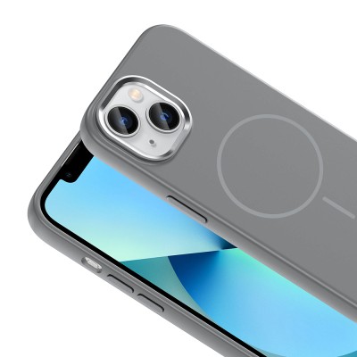 Apple iPhone 15 Case M-Safe Charging Enabled Metal Camera Frame Zore Edi Silicone Cover - 19