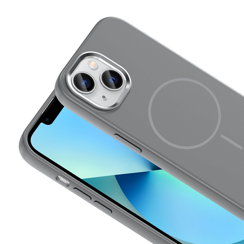Apple iPhone 15 Case M-Safe Charging Enabled Metal Camera Frame Zore Edi Silicone Cover - 19
