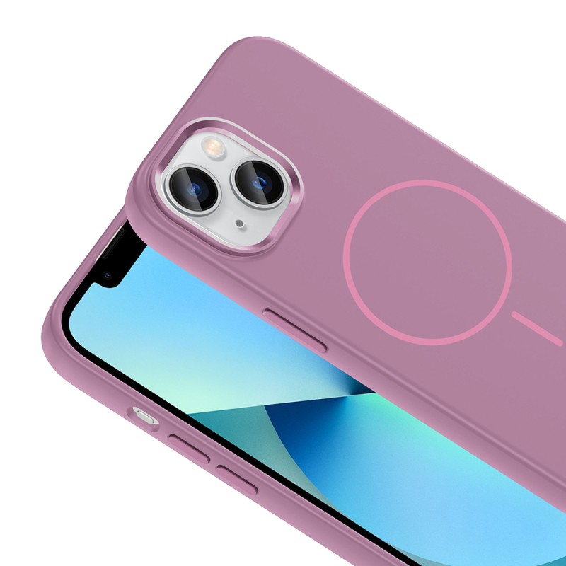 Apple iPhone 15 Case M-Safe Charging Enabled Metal Camera Frame Zore Edi Silicone Cover - 20