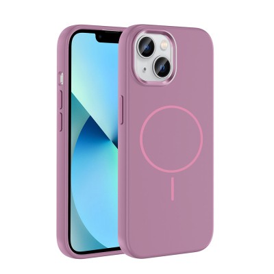Apple iPhone 15 Case M-Safe Charging Enabled Metal Camera Frame Zore Edi Silicone Cover - 6