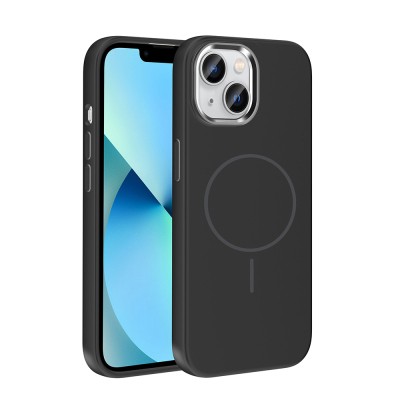 Apple iPhone 15 Case M-Safe Charging Enabled Metal Camera Frame Zore Edi Silicone Cover - 8