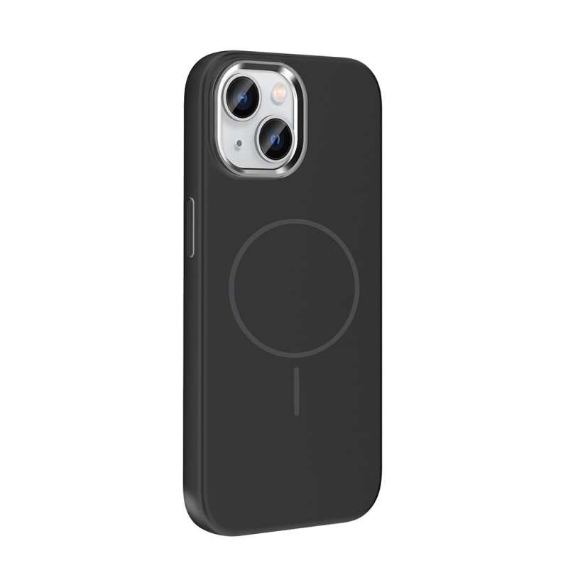 Apple iPhone 15 Case M-Safe Charging Enabled Metal Camera Frame Zore Edi Silicone Cover - 22