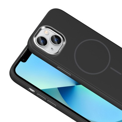 Apple iPhone 15 Case M-Safe Charging Enabled Metal Camera Frame Zore Edi Silicone Cover - 23