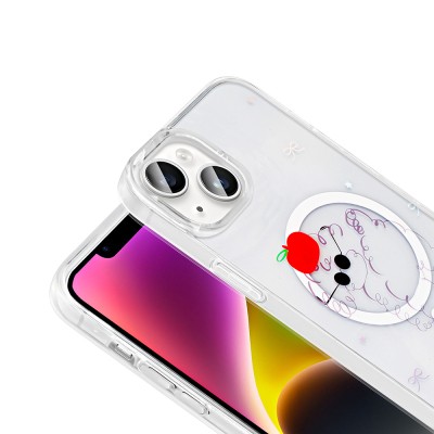 Apple iPhone 15 Case M-Safe Charging Transparent Zore Folk Hard Cover - 12