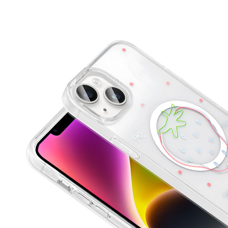 Apple iPhone 15 Case M-Safe Charging Transparent Zore Folk Hard Cover - 14