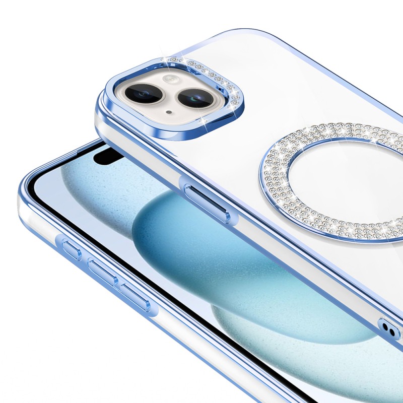 Apple iPhone 15 Case Magsafe Charging Feature Diamond Stone Design Zore Karetta Silicone Cover - 15