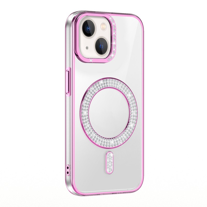 Apple iPhone 15 Case Magsafe Charging Feature Diamond Stone Design Zore Karetta Silicone Cover - 3
