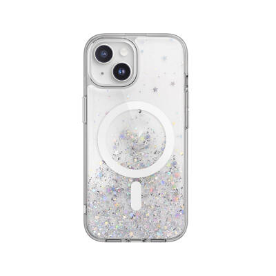 Apple iPhone 15 Case Magsafe Charging Feature Shining Glitter Transparent Licensed Switcheasy Starfield-M Cover - Switcheasy
