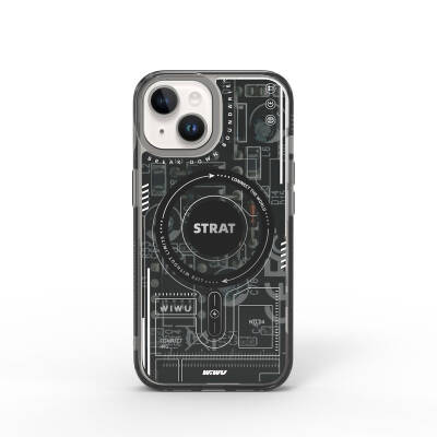 Apple iPhone 15 Case Magsafe Charging Featured Patterned Wiwu Mecha Circuit H Series Cover - Wiwu