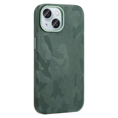 Apple iPhone 15 Case with M-Safe Charging Feature, Camouflage Design, Zore Sera Hard PC Cover - 6