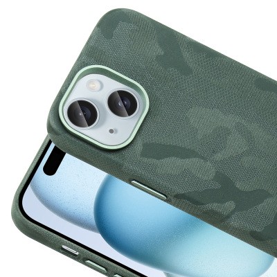 Apple iPhone 15 Case with M-Safe Charging Feature, Camouflage Design, Zore Sera Hard PC Cover - 10