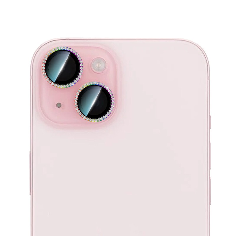 Apple iPhone 15 CaseWorld Alloy Sparkling Diamond Serisi Taşlı Lens Koruyucu - 1