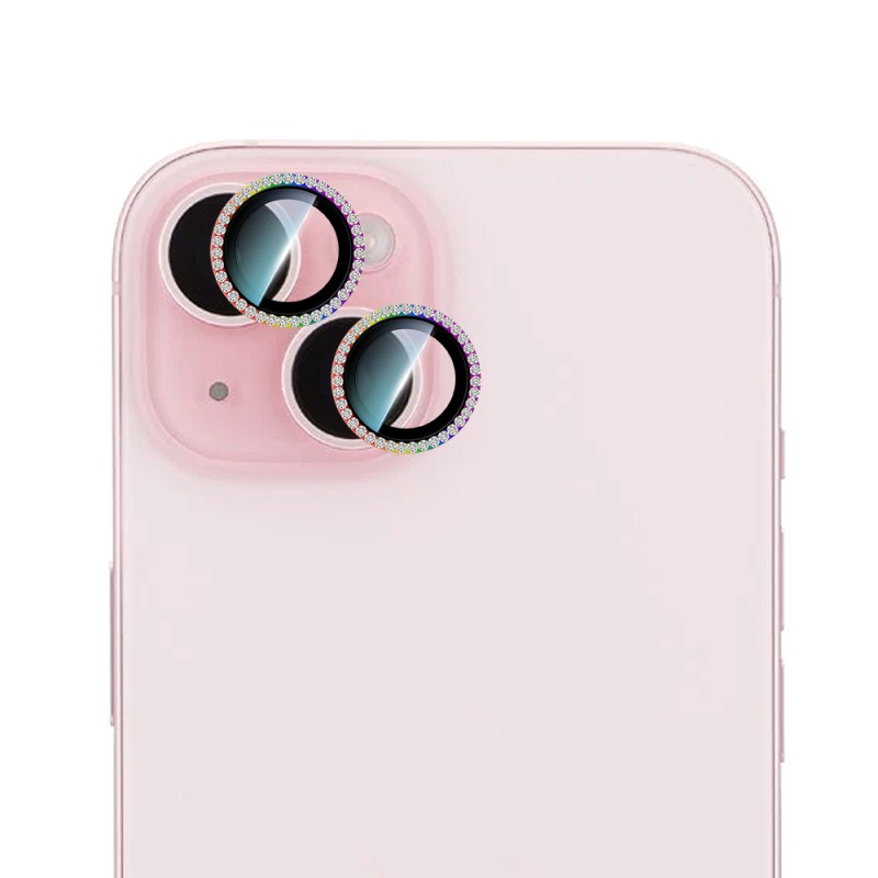 Apple iPhone 15 CaseWorld Alloy Sparkling Diamond Serisi Taşlı Lens Koruyucu - 4