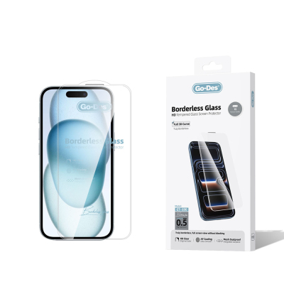 Apple iPhone 15 Go Des Borderless Tempered Glass Screen Protector - Go Des