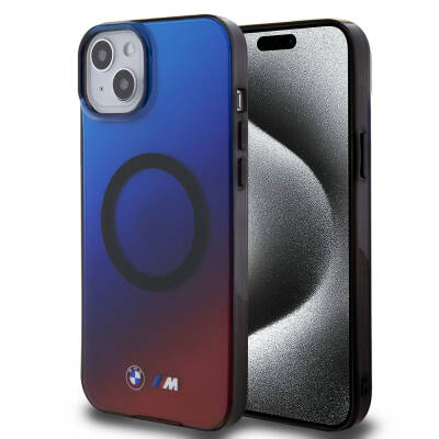 Apple iPhone 15 Kılıf BMW M-safe Şarj Özellikli Transparan Renk Geçişli Dizayn Orjinal Lisanslı Kapak - BMW