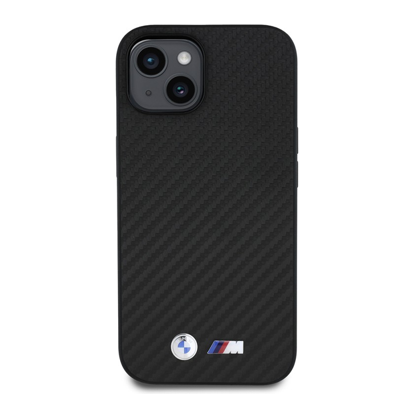 Apple iPhone 15 Kılıf BMW Orjinal Lisanslı Karbon Fiber Tasarımlı ve Metal Logolu PU Deri Kapak - 4