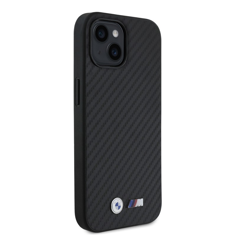 Apple iPhone 15 Kılıf BMW Orjinal Lisanslı Karbon Fiber Tasarımlı ve Metal Logolu PU Deri Kapak - 5