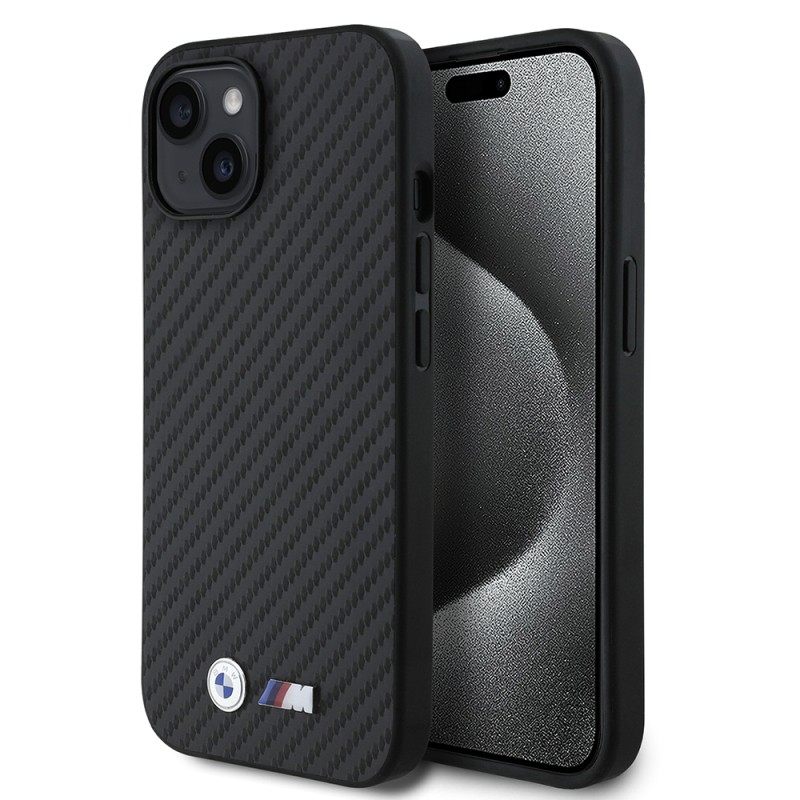Apple iPhone 15 Kılıf BMW Orjinal Lisanslı Karbon Fiber Tasarımlı ve Metal Logolu PU Deri Kapak - 2