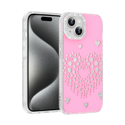 Apple iPhone 15 Kılıf Damla Taşlı Zore Rivas Sert PC Kapak - Zore