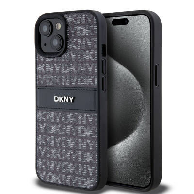 Apple iPhone 15 Kılıf DKNY Orjinal Lisanslı 3D Yazılı Repeat Texture Pattern Kapak - DKNY