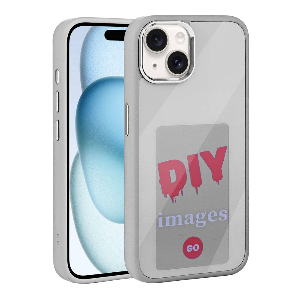 Apple iPhone 15 Kılıf Ekranı Yansıtan Zore Akıllı NFC Kapak - Gri
