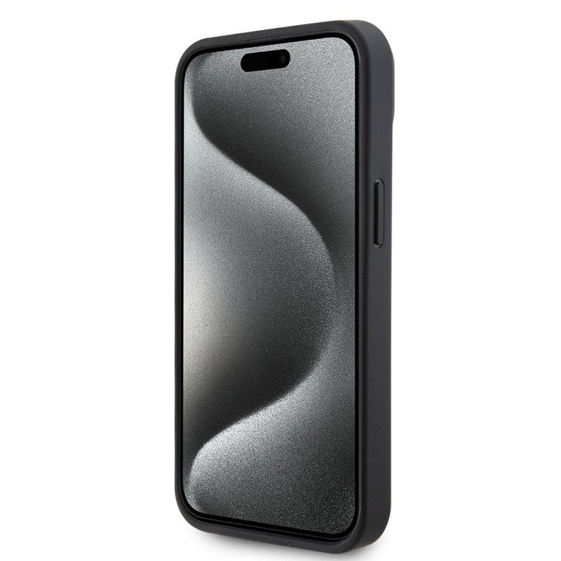 Apple iPhone 15 Kılıf Ferrari Orjinal Lisanslı Deri Dikişli Arka Yüzey Metal Logo Tasarımlı Kapak - 6