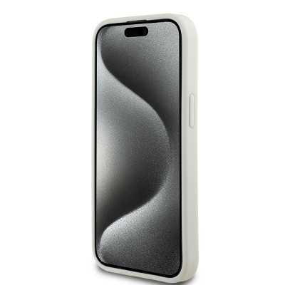 Apple iPhone 15 Kılıf Guess Orjinal Lisanslı M-safe Şarj Özellikli Sıcak Baskılı Üçgen Logolu PU Deri Peony Kapak - 8