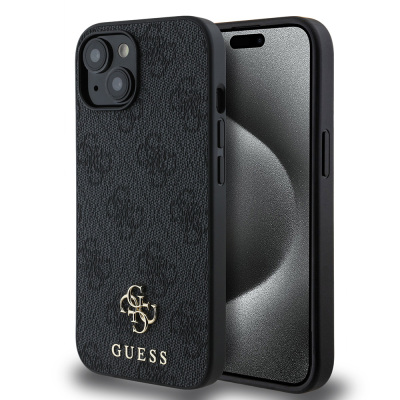 Apple iPhone 15 Kılıf Guess Orjinal Lisanslı M-safe Şarj Özellikli Small 4G Classic Kapak - Guess